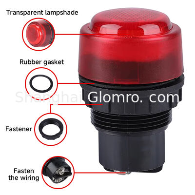 Waterproof IP66 Feature Piercing Hole Size: 30mm GLO8050 12V/24V/36V/220V/380V Explosion-proof Panel Signal Indicator Light