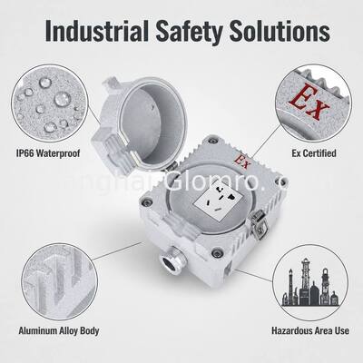 IP66 Explosion Proof Wall Socket Die Cast Aluminum 5 Holes 10A AC220V Flameproof Power Socket For Oil Chemical Hazardous Zone