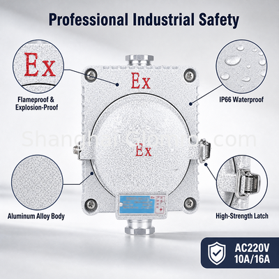 Hazardous Area Explosion Proof Socket Die Cast Aluminum 16A 3 Pin Wall Socket With Cable Gland