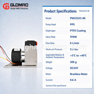 BAXIT PM23523‑86 Mini Diaphragm Gas Sampling Pump DC24V Self‑priming Low‑Noise Corrosion‑Resistant for Gas Analyzer and Environmental Monitoring