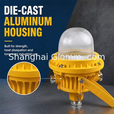 GLOMRO 30W Maintenance-Free Explosion-Proof Lamp Tempered Glass Cover for Warehouses Gas Stations Hanging Installation