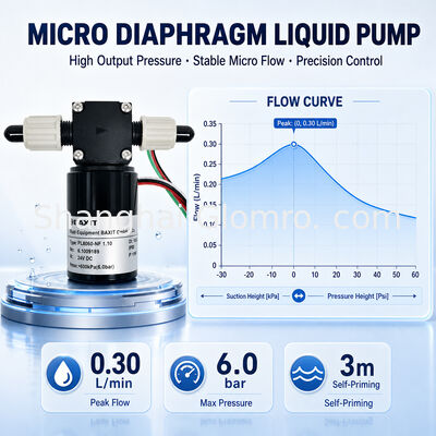 BAXIT PL8060-NF1.10 Pompa Cair Diafragma Tanpa Sikat Tinggi 6 Bar Kecil DC12V 24V Kecepatan Variabel Tahan Korosi Reagen Mikro